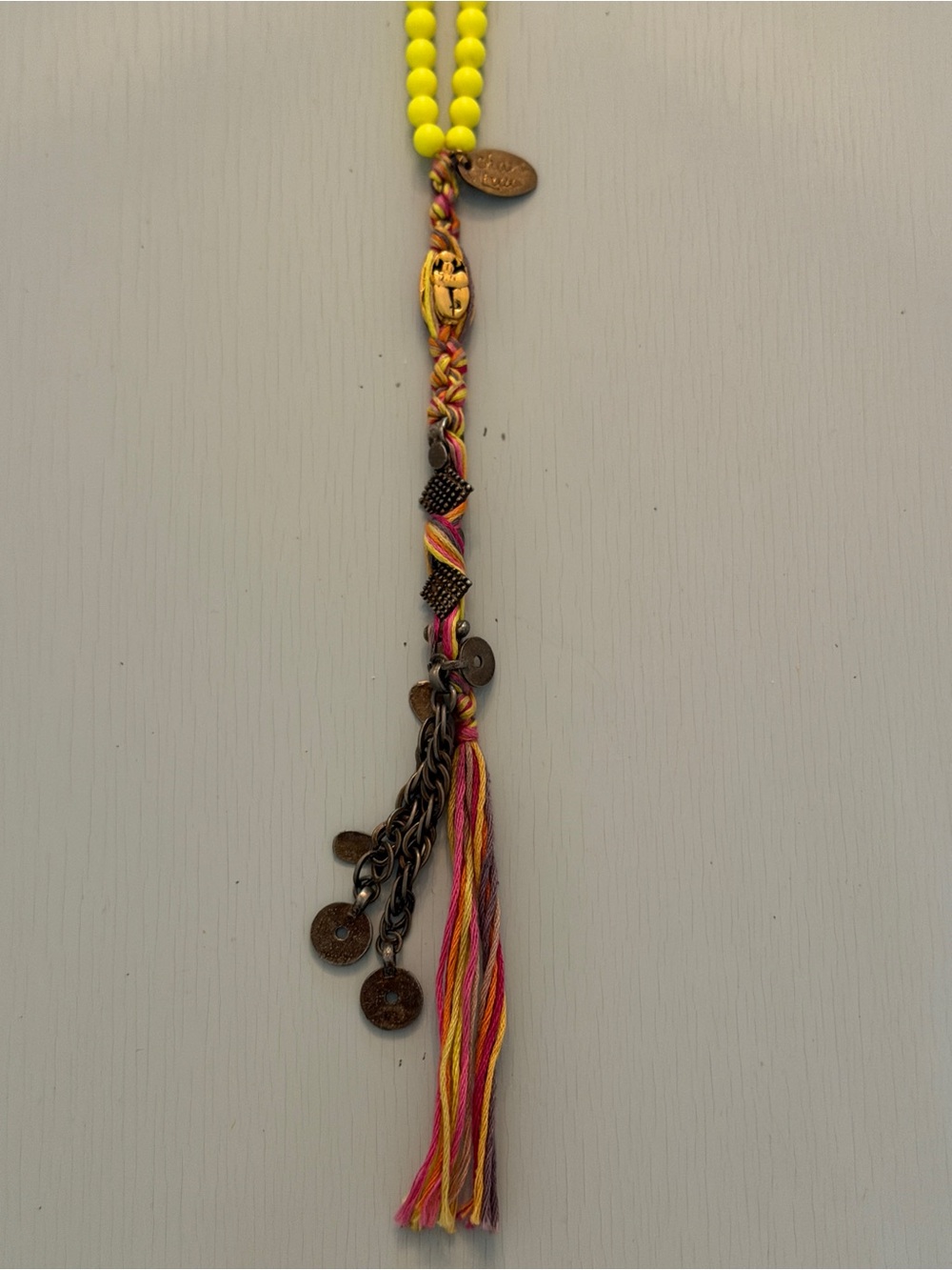 Chan Luu Bright Neon Yellow Beaded Necklace - Picture 3 of 4
